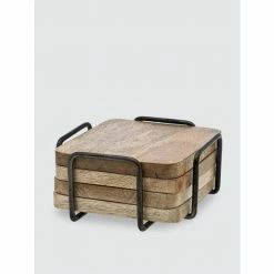 Godinger Woodstock Rustic Square Coaster, Set Of 4 Dinnerware & Flatware