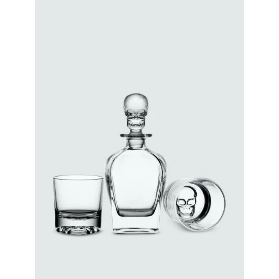 Godinger Hector Skull Decanter & Double Old Fashion Glasses, Set Of 3 Serveware 3 Godinger Hector Skull Decanter & Double Old Fashion Glasses, Set Of 3 Serveware
