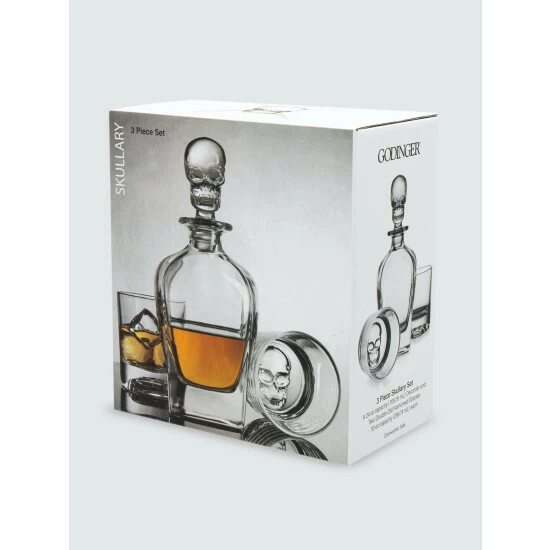 Godinger Hector Skull Decanter & Double Old Fashion Glasses, Set Of 3 Serveware 5 Godinger Hector Skull Decanter & Double Old Fashion Glasses, Set Of 3 Serveware - Image 3