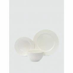 Godinger Honeycomb Porcelain Dinnerware, Set Of 18 Dinnerware & Flatware