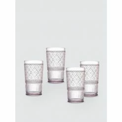 Godinger Helena Pink Highball Glasses, Set Of 4 Barware